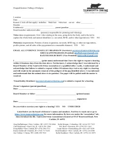 Disqualification- Pulling of Pedigree Form